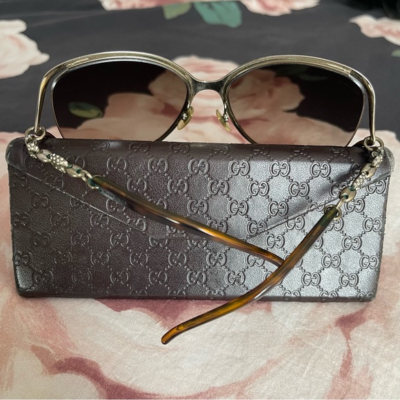 Gold, Tortoises and Crystal Gucci Sunglasses - Picture 2 of 10